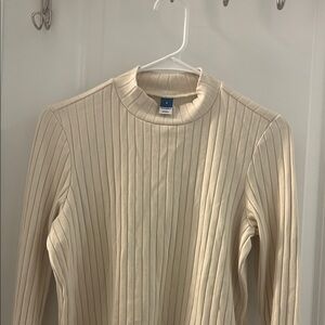 Old Navy Women's Small Cream Ribbed Long Sleeve Top